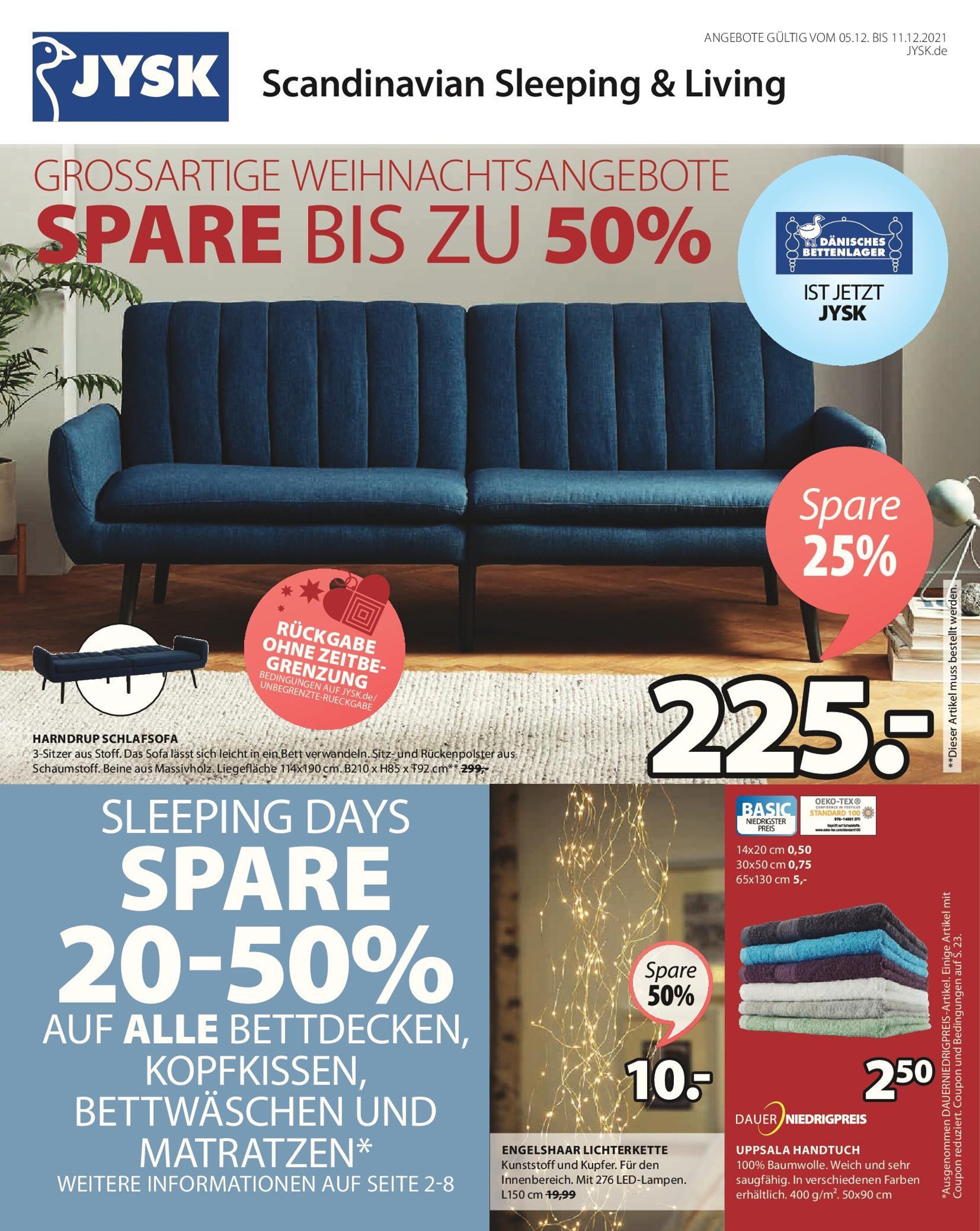 JYSK Prospekt für Würzburg mit 24 Seiten JYSK Prospekt für Würzburg: "GROSSARTIGE WEIHNACHTSANGEBOTE", 24 Seiten, 05.12.2021 - 11.12.2021