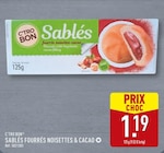 Sablés fourrés noisettes & cacao - C'TRO BON - Aldi Sablés fourrés noisettes & cacao - C'TRO BON à 1,19 € dans le catalogue Aldi