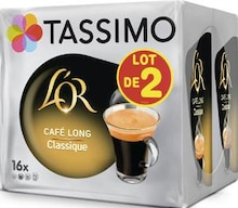 Promo Dosettes café long Classique L'Or TASSIMO chez Géant Casino