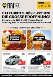 Autohaus König Prospekt für Winsen: "FIAT FAHREN ZU KÖNIG-PREISEN! DIE GROSSE ERÖFFNUNG!", 4 Seiten, 06.09.2024 - 14.09.2024