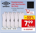 Sneakersocken oder Sportsocken, 5er Pack Angebote von Umbro bei Netto Marken-Discount Wilhelmshaven für 7,99 €