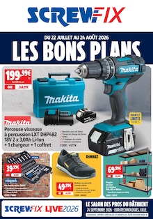Catalogue Screwfix de la semaine "LES BONS PLANS" avec 1 pages, valide du 22/07/2026 au 24/08/2026 pour Seclin et alentours Prospectus Screwfix de la semaine "LES BONS PLANS" avec 1 pages, valide du 22/07/2026 au 24/08/2026 pour Seclin et alentours