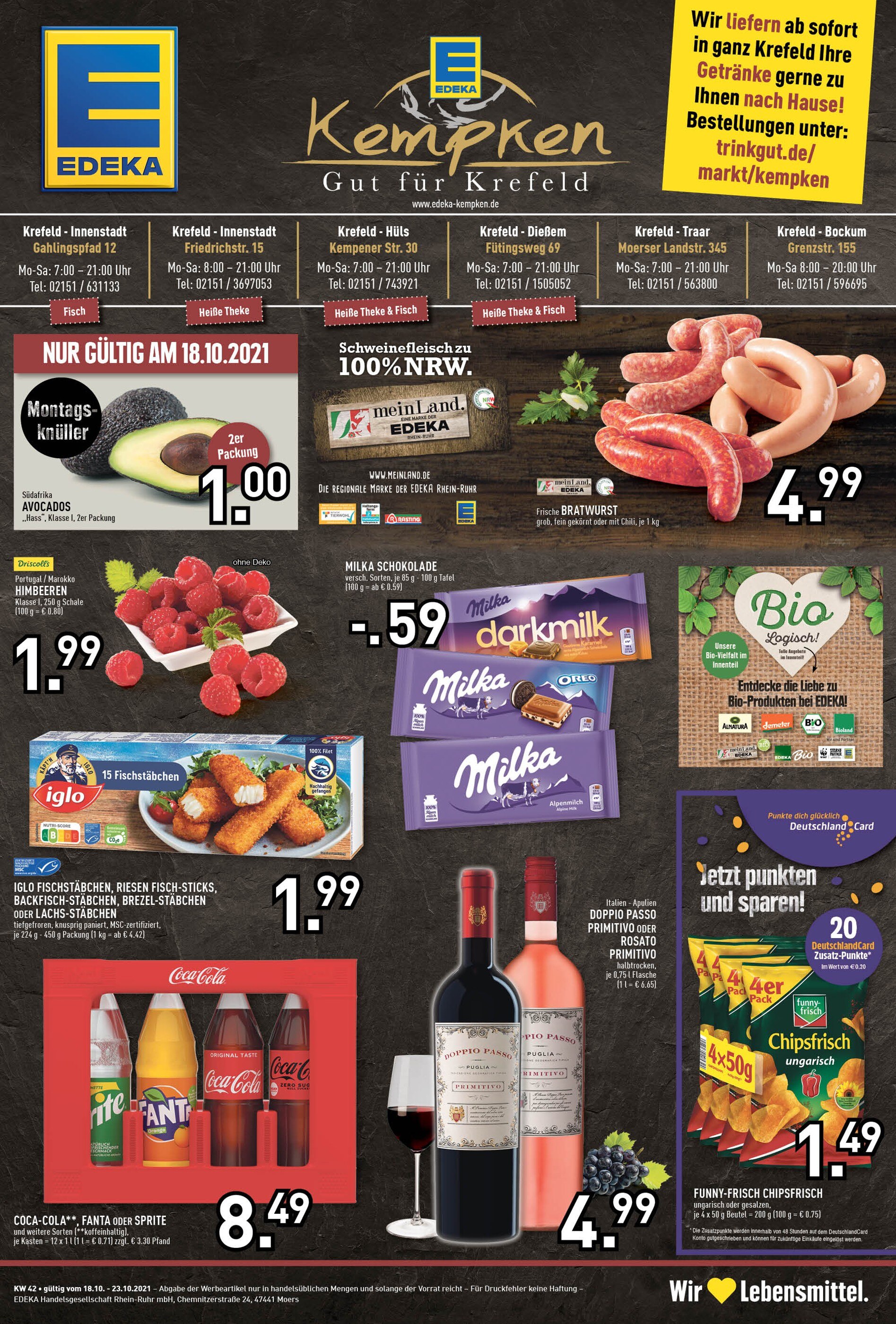 EDEKA Prospekt für Krefeld mit 8 Seiten EDEKA Prospekt für Krefeld: "Aktuelle Angebote", 8 Seiten, 18.10.2021 - 23.10.2021