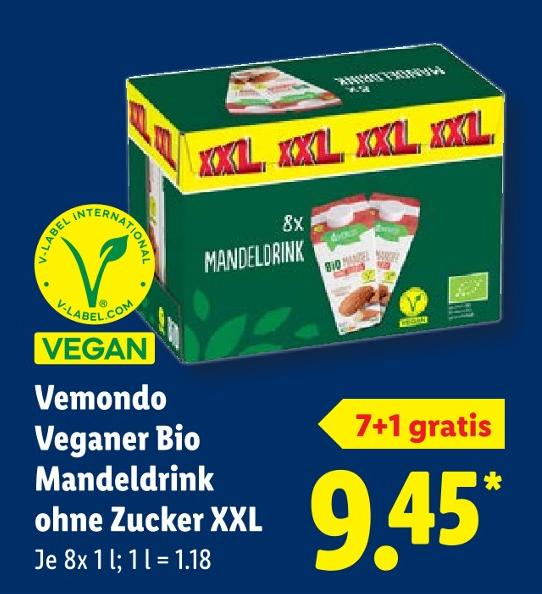 Veganer Bio Mandeldrink ohne Zucker XXL