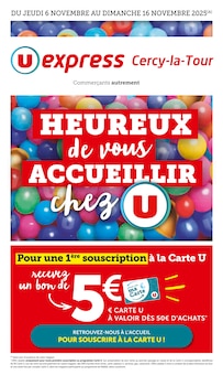 Catalogue U Express de la semaine 45, "HEUREUX de vous ACCUEILLIR chez U", page 1, 04/11/2025 - 16/11/2025 Prospectus U Express en cours, "HEUREUX de vous ACCUEILLIR chez U", page 1 sur 44