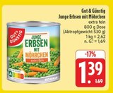 EDEKA Aue - Junge Erbsen mit Möhrchen extra fein Angebot im Prospekt Junge Erbsen mit Möhrchen extra fein bei EDEKA im Aue Prospekt für 1,39 €
