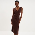 Robe droite longueur genou coton marron foncé femme en promo chez La Halle Grenoble à 29,99 €