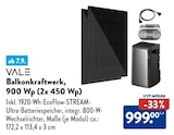 Balkonkraftwerk, 900 Wp (2x 450 Wp) Angebote von VALE bei ALDI Nord Berlin für 999,00 €