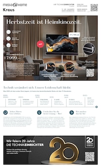 Aktueller EURONICS Prospekt für Kempten (Allgäu) und Ungebung,  Seiten zum blättern EURONICS Prospekt Herbstzeit ist Heimkinozeit. mit  Seiten in Kempten (Allgäu) und Umgebung