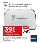 Oreiller Mémoclass - Bultex en promo chez But Oreiller Mémoclass - Bultex dans le catalogue But