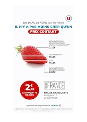 Prospectus Super U à Magny-le-Hongre, "IL N'Y A PAS MOINS CHER QU'UN PRIX COÛTANT", 1 page de promos valables du 16/04/2026 au 18/04/2026