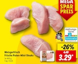 Frische Puten-Mini-Steaks Angebote von Metzgerfrisch bei Lidl Schwäbisch Hall für 3,29 €