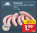 Netto Marken-Discount Flörsheim-Dalsheim - Bratwürste Angebot im Prospekt Bratwürste bei Netto Marken-Discount im Flörsheim-Dalsheim Prospekt für 1,99 €