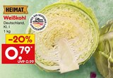 Weißkohl im Angebot bei Netto Marken-Discount in Gelsenkirchen Weißkohl Angebote von HEIMAT bei Netto Marken-Discount Gelsenkirchen für 0,79 €