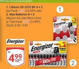 Lithium CR-2032 BP 4 + 2 Angebote von Energizer bei GLOBUS Rostock für 4,99 €