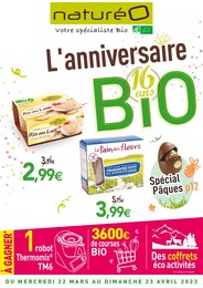 Prospectus NaturéO "L'anniversaire Bio", 26 pages, 22/03/2023 - 23/04/2023