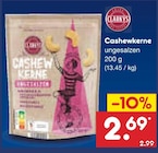 Knabberzeug im Netto Marken-Discount Prospekt Cashewkerne ungesalzen von Clarkys im aktuellen Netto Marken-Discount Prospekt für 2,69 €