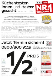 Aktueller XXXLutz Möbelhäuser Möbel & Einrichtung Prospekt in Hellenthal und Umgebung, "Küchentesterinnen und -tester gesucht!" mit 2 Seiten, 04.11.2024 - 17.11.2024