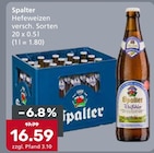 Hefeweizen im Angebot bei Getränke König in Nördlingen Hefeweizen Angebote von Spalter bei Getränke König Nördlingen für 16,59 €