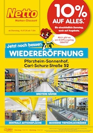 Netto Marken-Discount Prospekt für Pforzheim mit 6 Seiten Netto Marken-Discount Prospekt für Pforzheim: "Wiedereröffnung - 10% auf ALLES", 6 Seiten, 15.07.2025 - 19.07.2025
