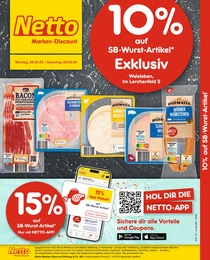 Netto Marken-Discount Prospekt für Biere: "10% auf SB-Wurst-Artikel", 2 Seiten, 28.04.2025 - 03.05.2025