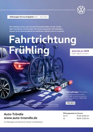 Volkswagen Prospekt "Fahrtrichtung Frühling" für Bonndorf, 1 Seite, 01.03.2023 - 31.05.2023 Volkswagen Prospekt "Fahrtrichtung Frühling" für Bonndorf, 1 Seite, 01.03.2023 - 31.05.2023