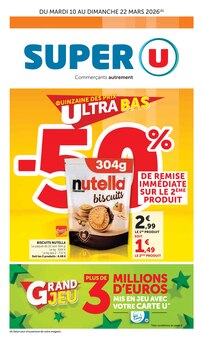 Catalogue Super U de la semaine 12, "Super U", page 1, 10/03/2026 - 22/03/2026 Prospectus Super U en cours, "Super U", page 1 sur 44