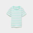 T-shirt côtelé manches courtes bleu turquoise fille à La Halle dans Viverols