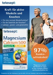 tetesept Prospekt für Waldshut-Tiengen mit 1 Seite tetesept Prospekt für Waldshut-Tiengen: "Kraft für aktive Muskeln und Knochen", 1 Seite, 04.07.2022 - 31.07.2022