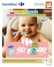 Catalogue Carrefour "Parents malins, il n'y a pas de petites économies", 36 pages, 12/09/2023 - 02/10/2023 Prospectus Carrefour "Parents malins, il n'y a pas de petites économies", 36 pages, 12/09/2023 - 02/10/2023