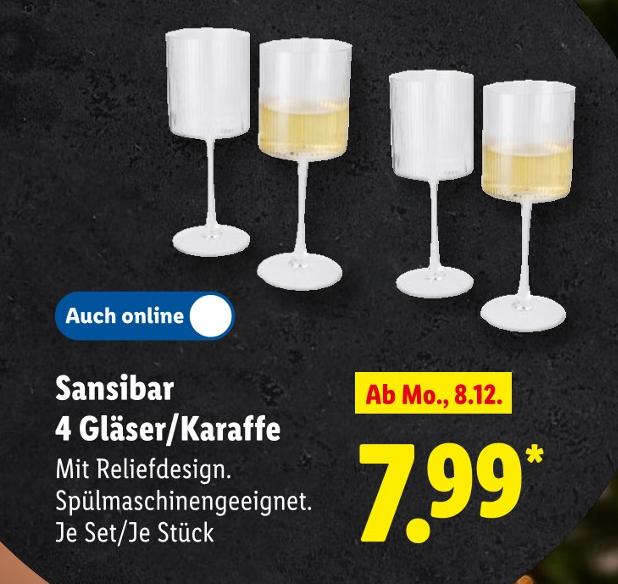 Sansibar 4 Gläser/Karaffe