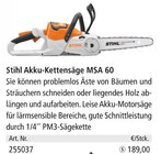 Akku-Kettensäge MSA 60 von Stihl im aktuellen Holz Possling Prospekt für 189,00 €