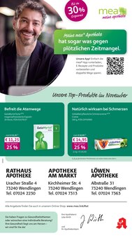mea - meine apotheke Prospekt der Woche "Unsere November-Angebote" Seite 1, 01.11.2025 bis 30.11.2025 für Wendlingen Aktueller mea - meine apotheke Prospekt "Unsere November-Angebote" Seite 1 von 4 Seiten für Wendlingen