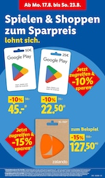 Lidl Google Play Karte im Prospekt 