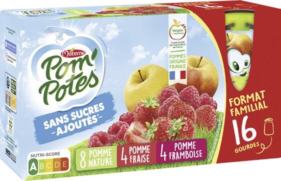 Pom’Potes Sans Sucres ajoutés pomme nature - pomme fraise - pomme framboise