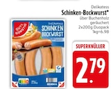 EDEKA Bergatreute - Delikatess Schinken-Bockwurst Angebot im Prospekt Delikatess Schinken-Bockwurst bei EDEKA im Bergatreute Prospekt für 2,79 €