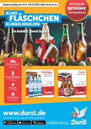 Durst.de Prospekt für Rostock mit 2} Seiten Durst.de Prospekt für Rostock: "KLING FLÄSCHCHEN KLINGELINGELING", 2 Seiten, 25.11.2023 - 08.12.2023