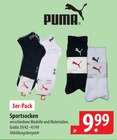 Sportsocken 3er-Pack Schwarz im Angebot bei famila Nordost in Gifhorn Sportsocken 3er-Pack Schwarz Angebote von Puma bei famila Nordost Gifhorn für 9,99 €