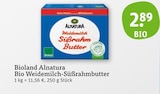 Bio Weidemilch-Süßrahmbutter Angebote von Bioland Alnatura bei tegut Würzburg für 2,89 €