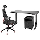 Schreibtisch, Stuhl + Schubladenel schwarz 140x80 cm bei IKEA im Prospekt  für 1.007,00 €