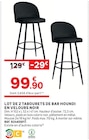 Lot de 2 tabourets de bar houndi en velours noir - LEROY MERLIN à Noisy-le-Grand Lot de 2 tabourets de bar houndi en velours noir en promo chez LEROY MERLIN Noisy-le-Grand à 99,90 €