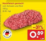 Netto Marken-Discount - Hackfleisch gemischt Angebot im Prospekt Hackfleisch gemischt bei Netto Marken-Discount im Prospekt "" für 0,89 €