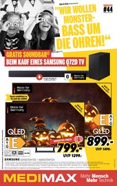 MEDIMAX Elektromarkt Prospekt der aktuellen Woche mit 8 Seiten, gültig von 25.10.2024 bis 01.11.2024, in Elz und Umgebung Aktueller MEDIMAX Elektromarkt Prospekt in Elz und Umgebung, "WIR WOLLEN MONSTER-BASS UM DIE OHREN!" mit 8 Seiten, 25.10.2024 - 01.11.2024