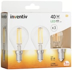 Promo Lot de 3 ampoules E14 filament LED sphérique transparent à 9,90 € dans le catalogue Mr. Bricolage à Quincy-sous-Sénart