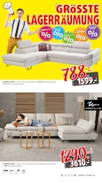 Ecksofa im Polstermöbel Fischer Prospekt "UNSERE GRÖSSTE LAGERRLAGERRÄUMUNG" auf Seite 4