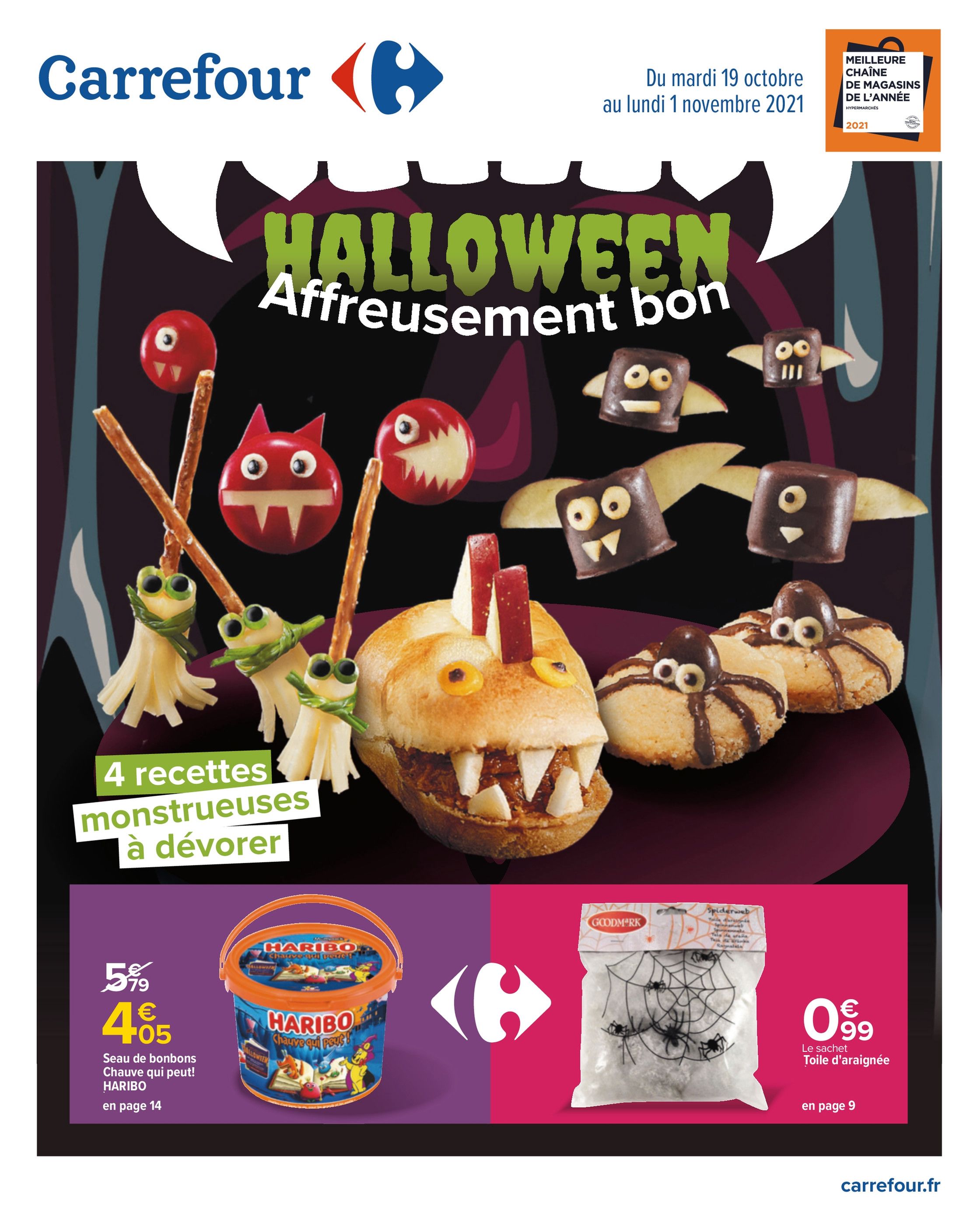 Catalogue Carrefour à Lille, avec 56 pages Prospectus Carrefour à Lille, "Halloween, Affreusement bon", 56 pages, 19/10/2021 - 01/11/2021