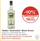 Vodka Bison Grass - Zubrowka en promo chez Monoprix Carcassonne à 16,65 €