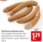 EDEKA Geisingen - Delikatess Käseknacker Angebot im Prospekt Delikatess Käseknacker bei EDEKA im Geisingen Prospekt für 1,29 €