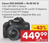 EOS 2000D + 18-55 DC III im Angebot bei Netto Marken-Discount in Gera EOS 2000D + 18-55 DC III Angebote von Canon bei Netto Marken-Discount Gera für 449,99 €