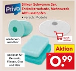 Silikon Schwamm 2er, Entkalkeraufsatz, Mehrzweck Abflussstopfen von Priva für 0,99 € bei Netto Marken-Discount im Angebot Silikon Schwamm 2er, Entkalkeraufsatz, Mehrzweck Abflussstopfen von Priva im aktuellen Netto Marken-Discount Prospekt